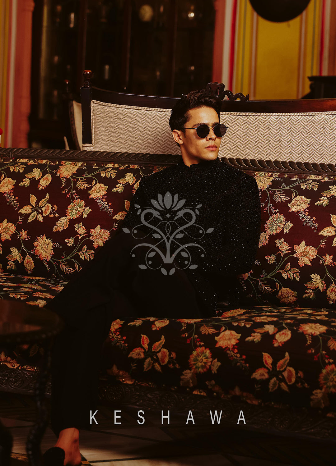 Black Glass Beads Jodhpuri Suit: Elegance with Edge