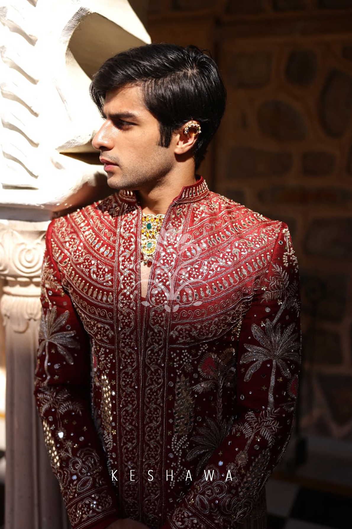 Deep Heritage Red Sherwani with Dori & Zardozi Embroidery: Craft Meets Tradition