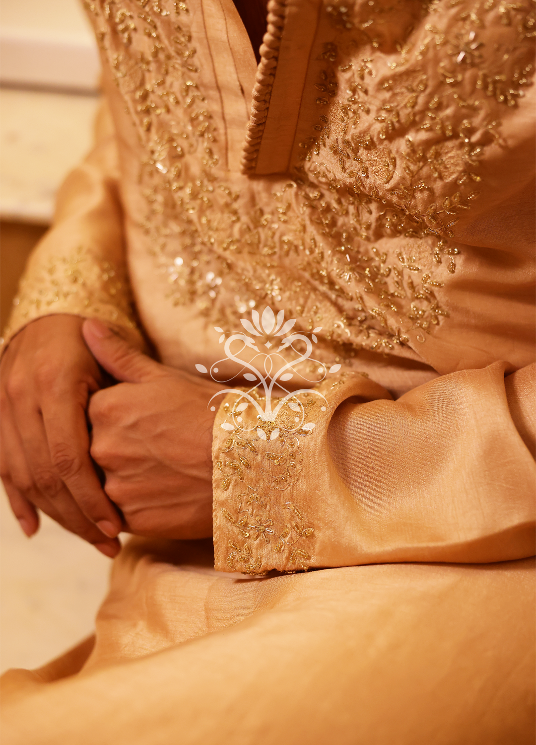 A touch of royalty, woven in threadwork.