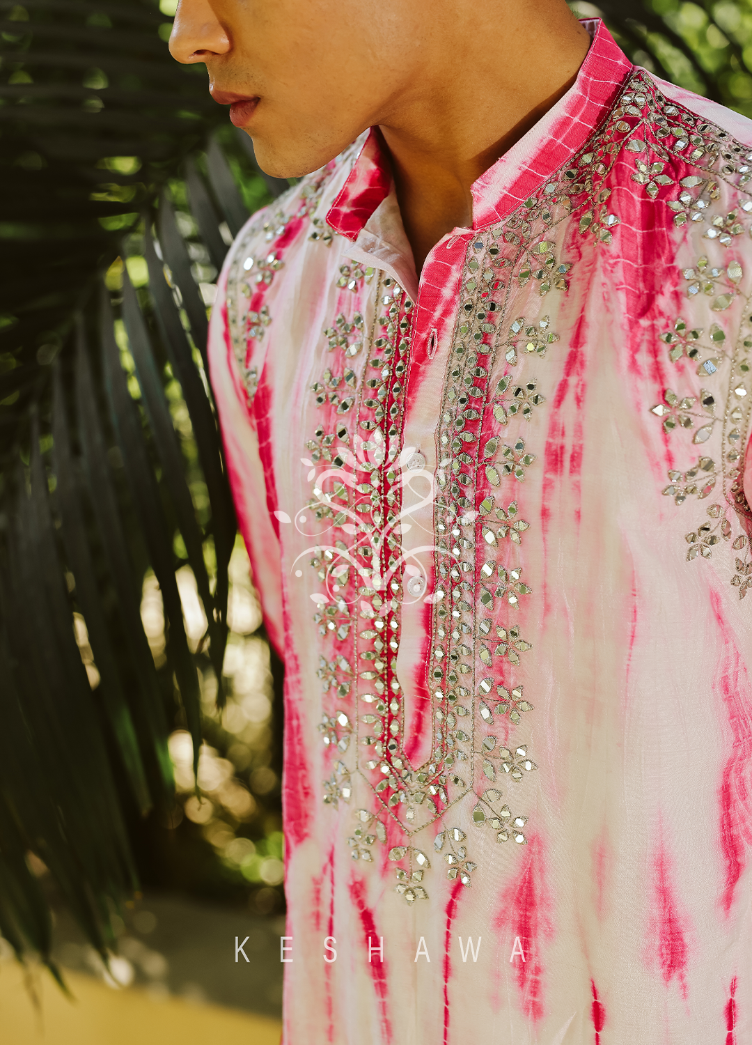 Elevate your style with our stunning pink tie-dye kurta