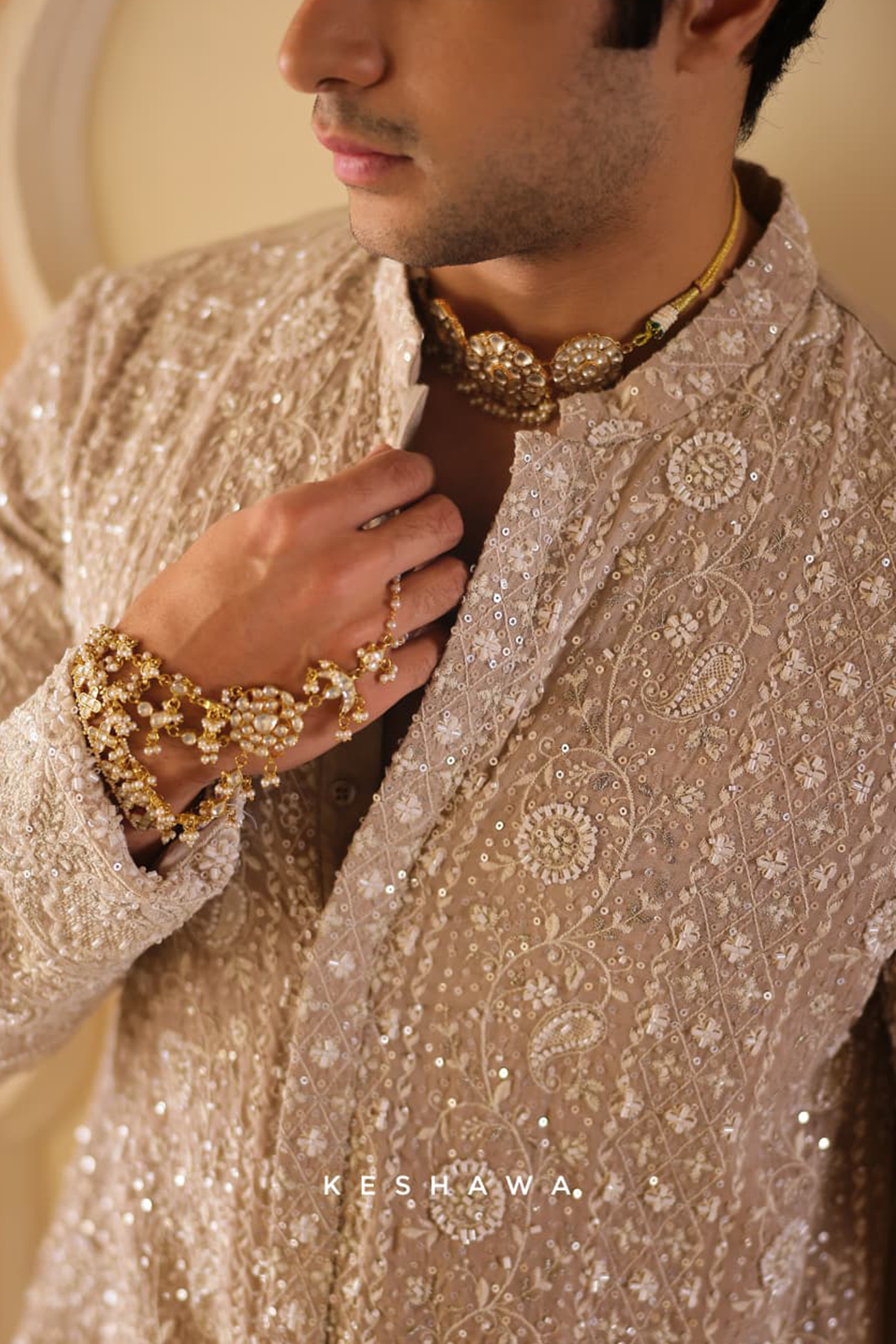 Beige Silk Kurta: Luminous Heritage