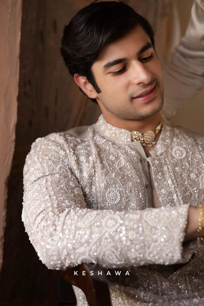 Beige Silk Kurta: Luminous Heritage