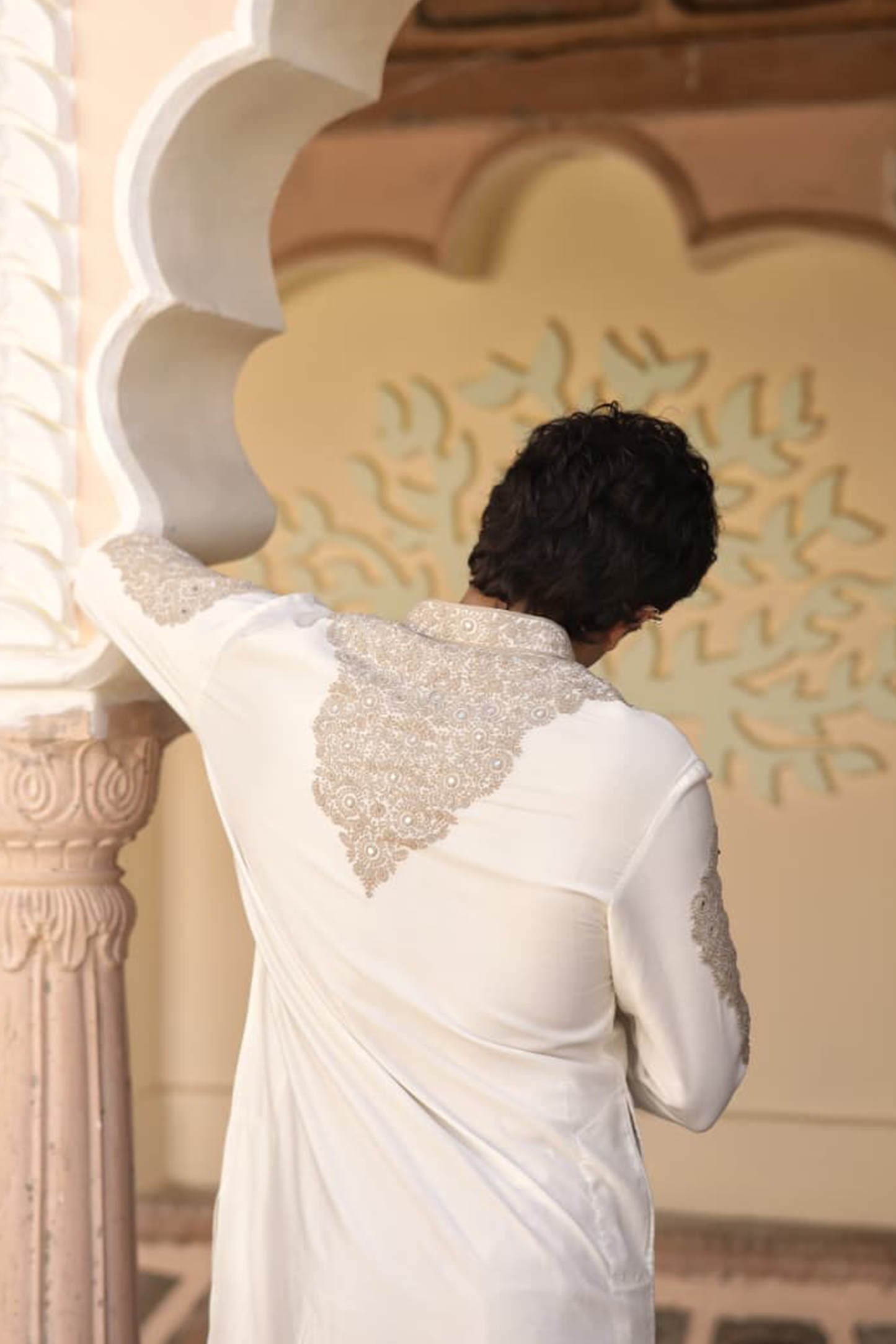 Ivory Embroidered Kurta: Regal Essence