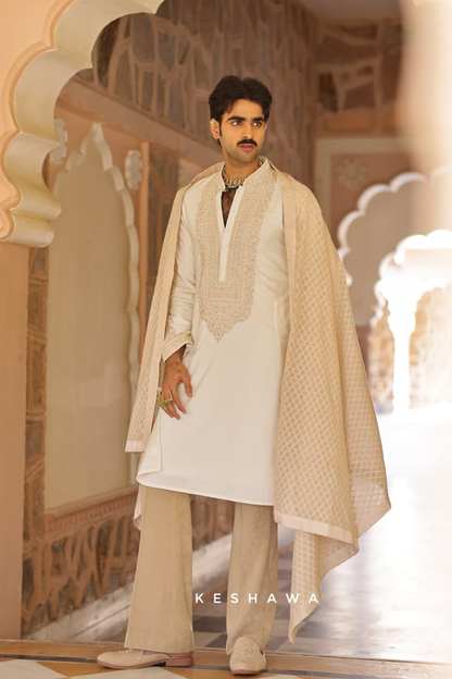 Off-White Cotton Silk Kurta