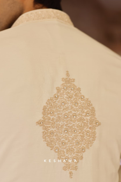 Off-White Cotton Silk Kurta