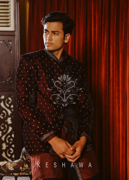 Wine Velvet Jodhpuri: Elegance Redefined