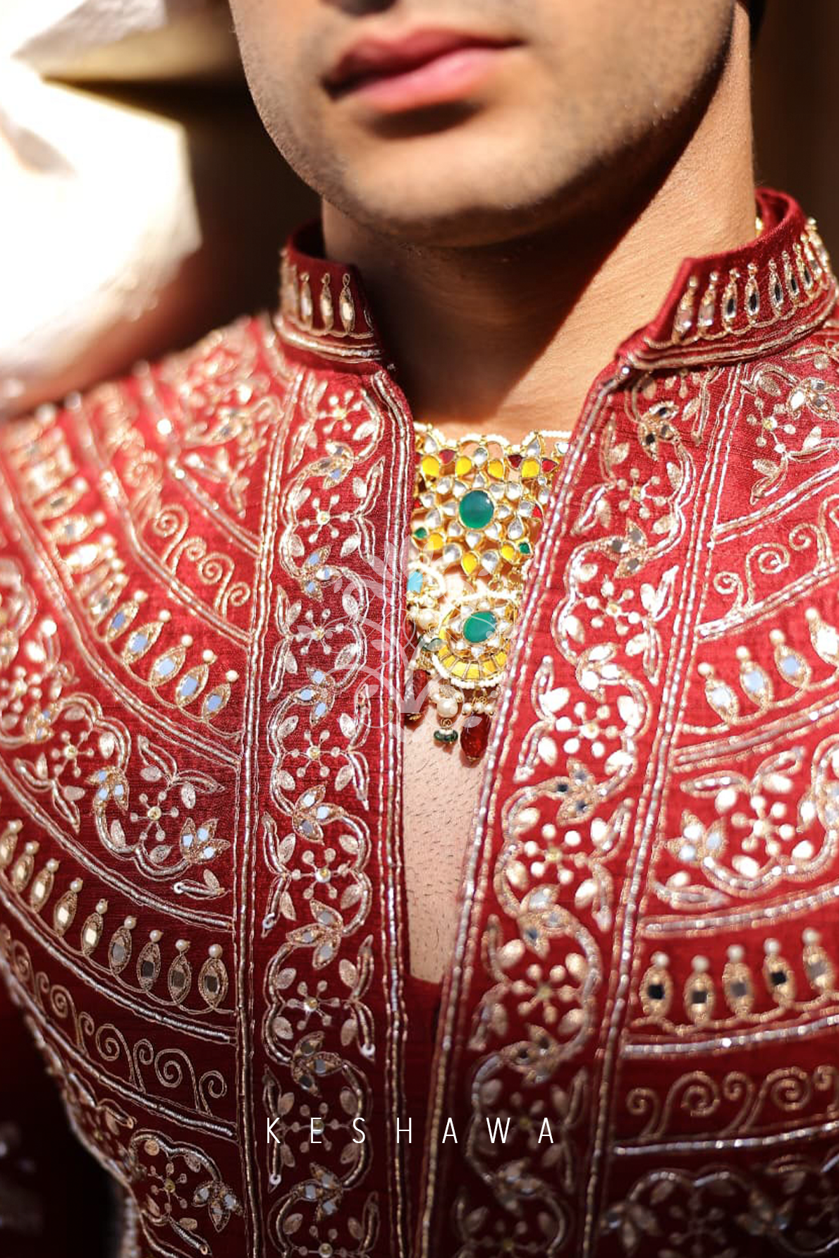 Deep Heritage Red Sherwani with Dori & Zardozi Embroidery: Craft Meets Tradition