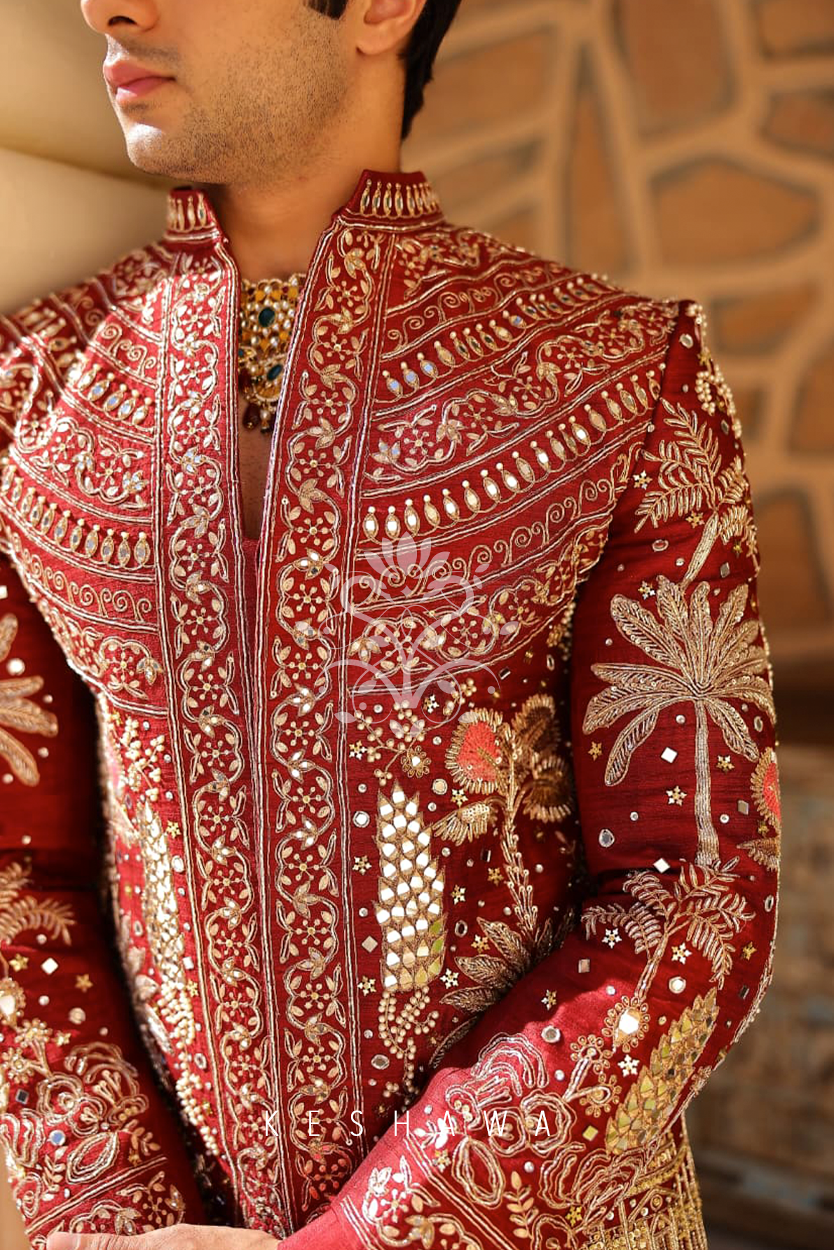 Deep Heritage Red Sherwani with Dori & Zardozi Embroidery: Craft Meets Tradition