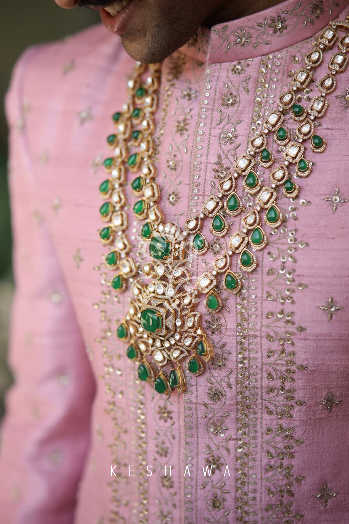 Muted Rose Silk Sherwani with Hand Embroidery: Quiet Grandeur