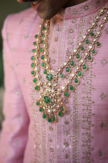 Muted Rose Silk Sherwani with Hand Embroidery: Quiet Grandeur