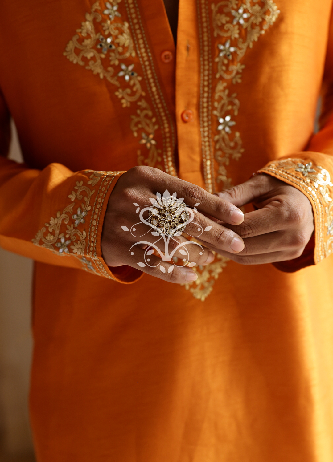 Burnt orange silk.